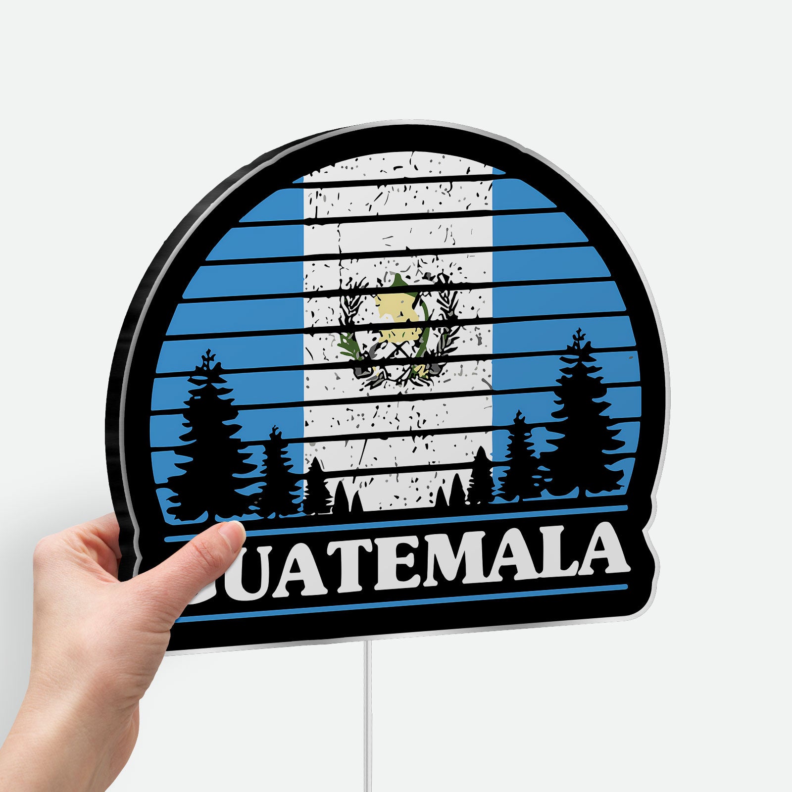 Guatemala Flag Glow Light - Patriotic Night Lamp with National Emblem, Central American Decor, Cultural Gift for Guatemalan Pride