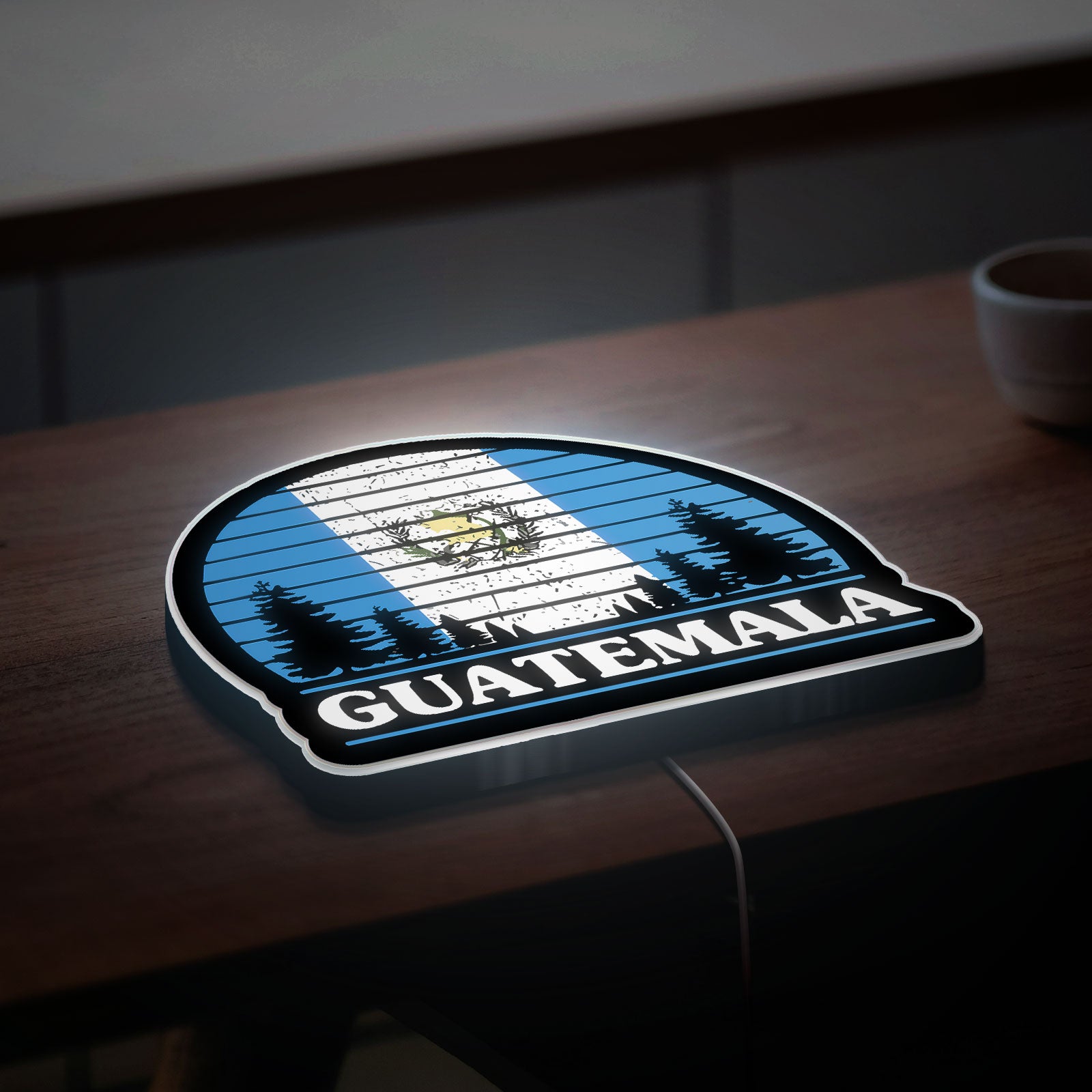 Guatemala Flag Glow Light - Patriotic Night Lamp with National Emblem, Central American Decor, Cultural Gift for Guatemalan Pride