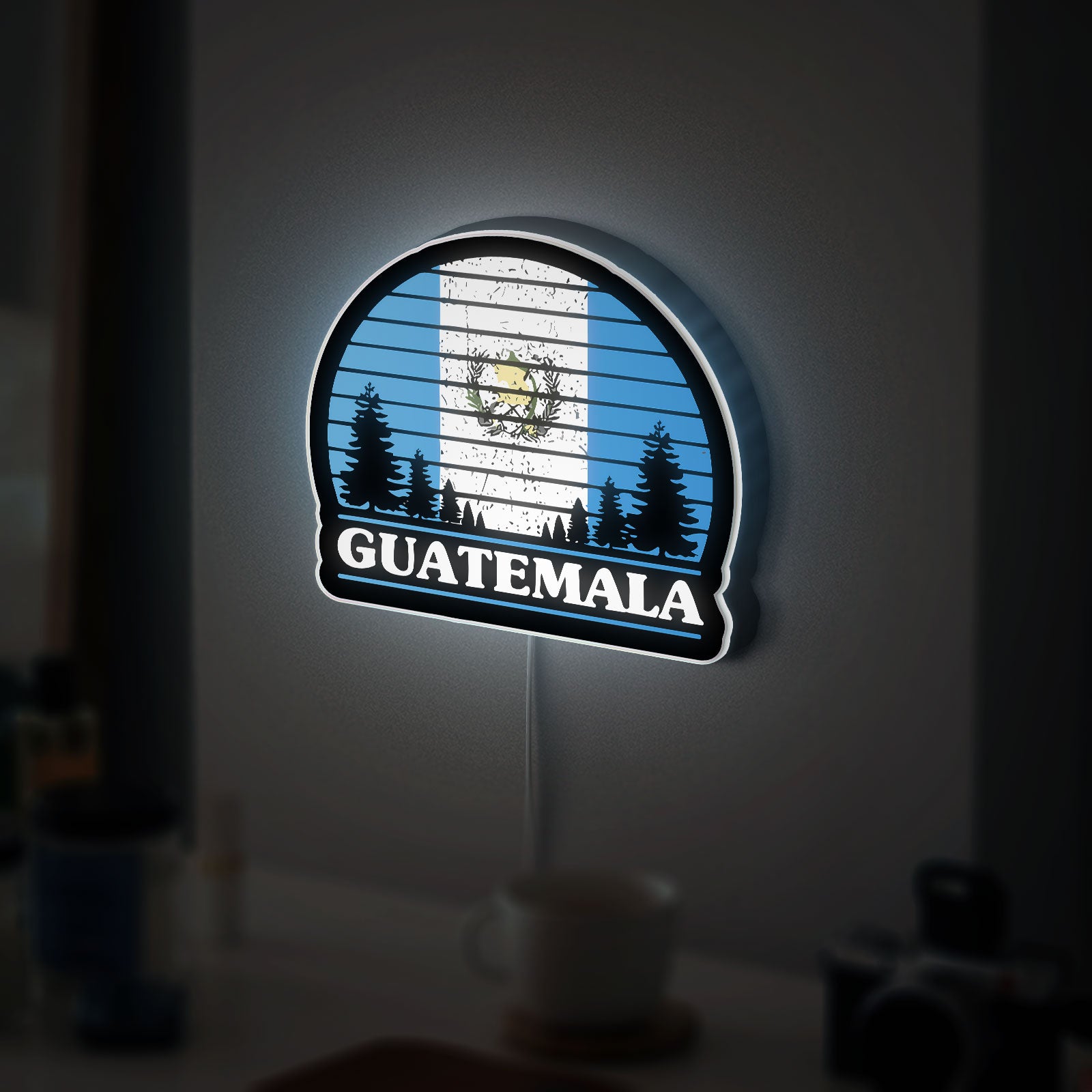 Guatemala Flag Glow Light - Patriotic Night Lamp with National Emblem, Central American Decor, Cultural Gift for Guatemalan Pride
