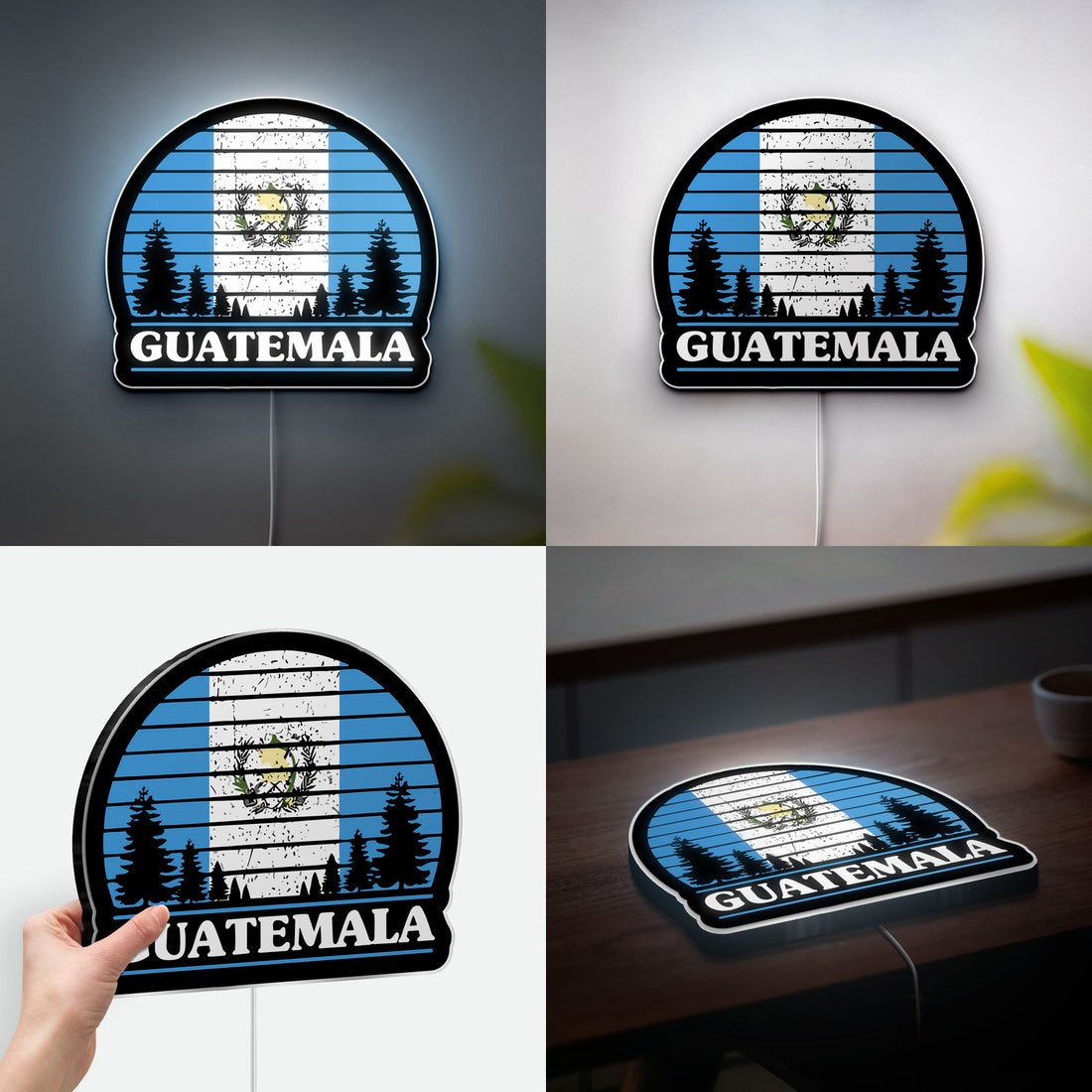 Guatemala Flag Glow Light - Patriotic Night Lamp with National Emblem, Central American Decor, Cultural Gift for Guatemalan Pride