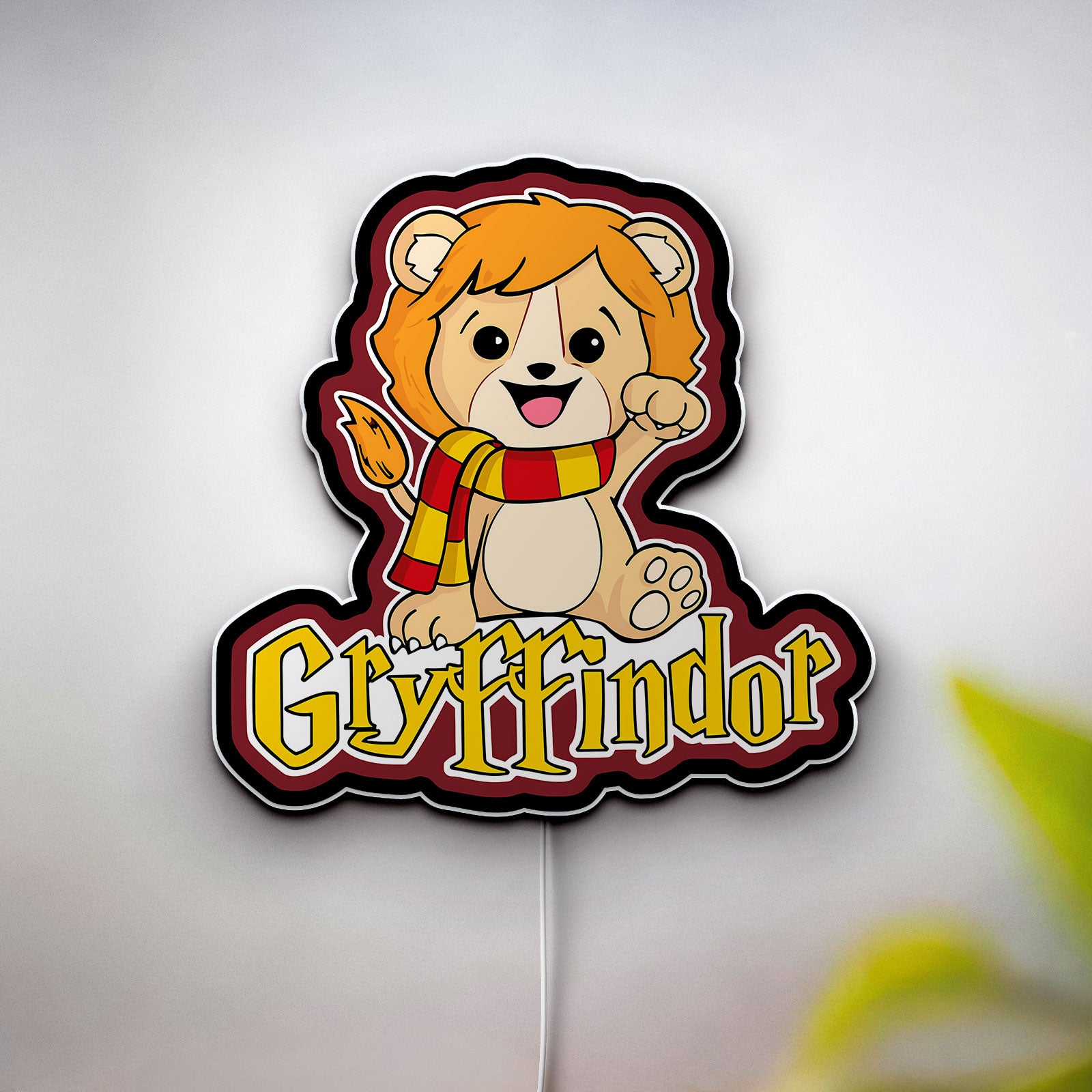 Gryffindor Lion Glow Lamp - Harry Potter House Night Light, Magical LED Decor for Potter Fans, Hogwarts Inspired Bedroom Sign