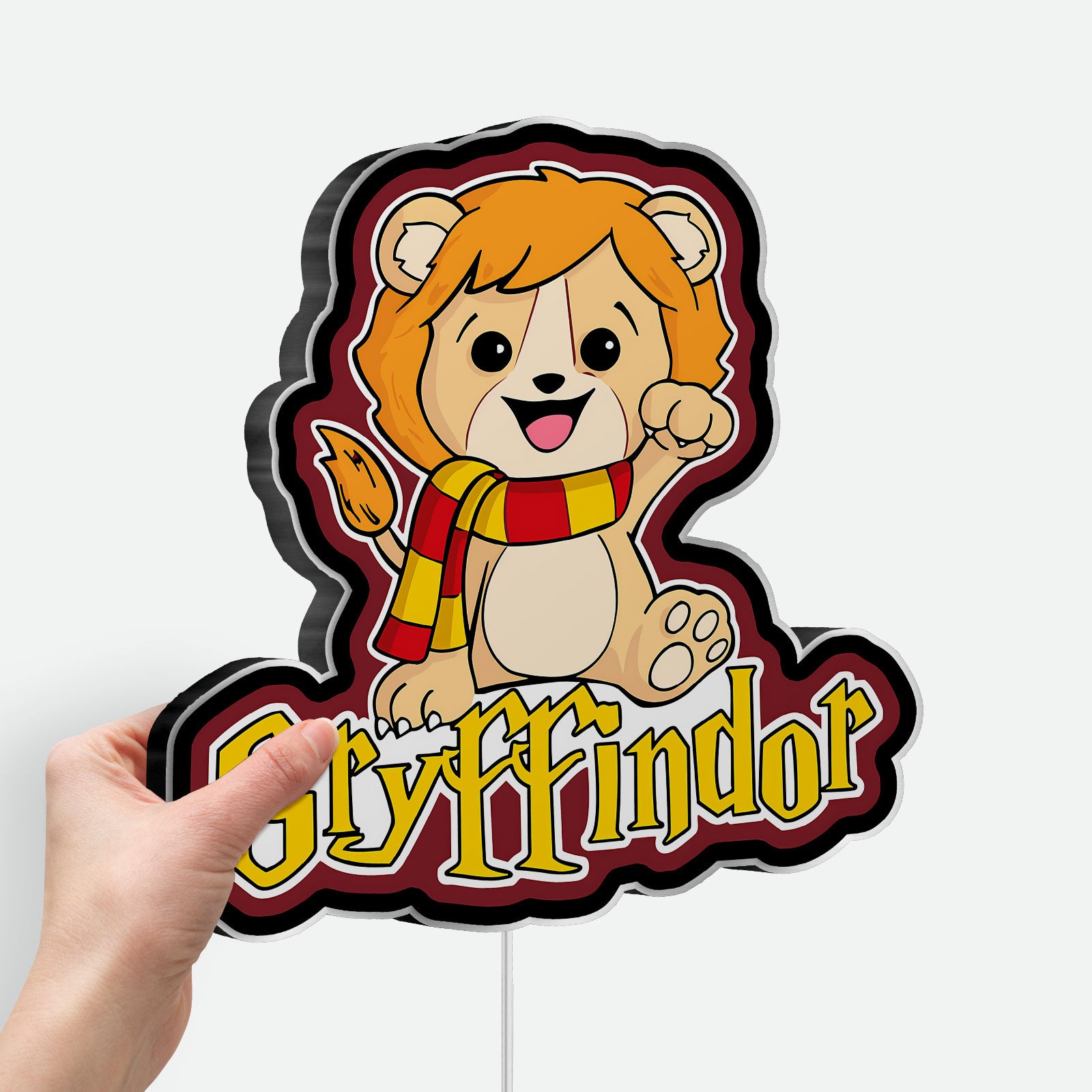 Gryffindor Lion Glow Lamp - Harry Potter House Night Light, Magical LED Decor for Potter Fans, Hogwarts Inspired Bedroom Sign