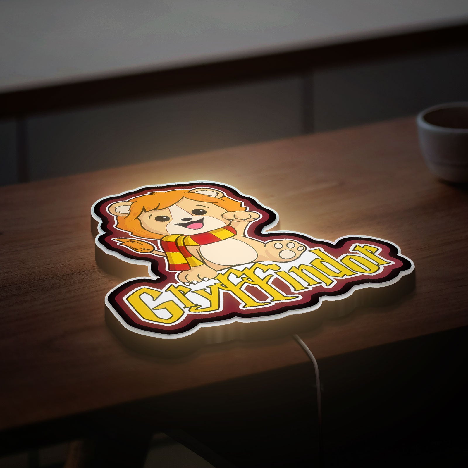 Gryffindor Lion Glow Lamp - Harry Potter House Night Light, Magical LED Decor for Potter Fans, Hogwarts Inspired Bedroom Sign