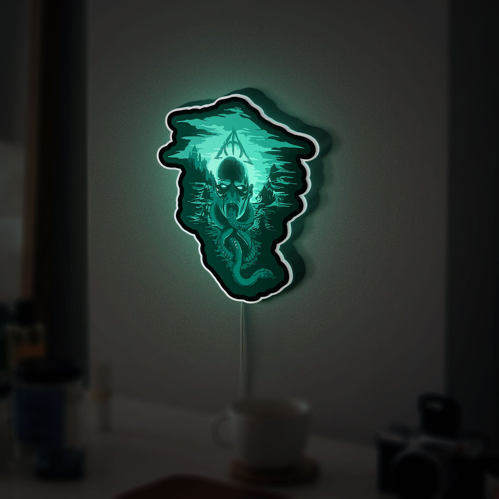 Dark Mark Glow Light - Harry Potter Inspired Night Lamp, Deathly Hallows Decor, Slytherin House LED Sign for Wizarding World Fans
