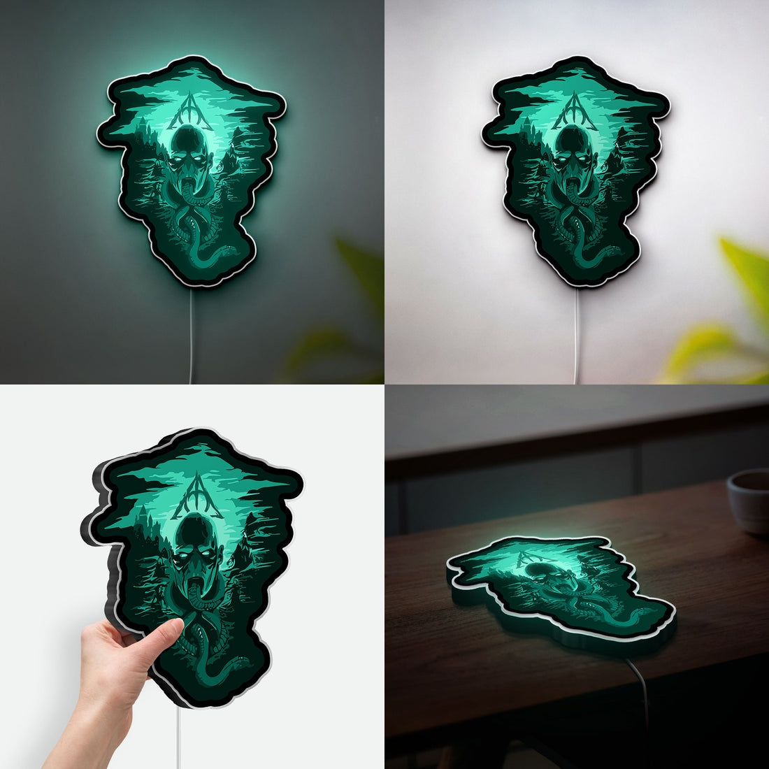 Dark Mark Glow Light - Harry Potter Inspired Night Lamp, Deathly Hallows Decor, Slytherin House LED Sign for Wizarding World Fans