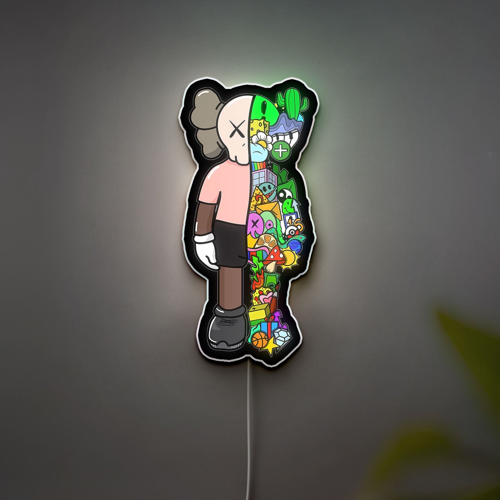Hypebeast Kaws Glow Light - Urban Art LED Night Lamp, Street Culture Decor, Collector's Glow Sign for Modern Interiors
