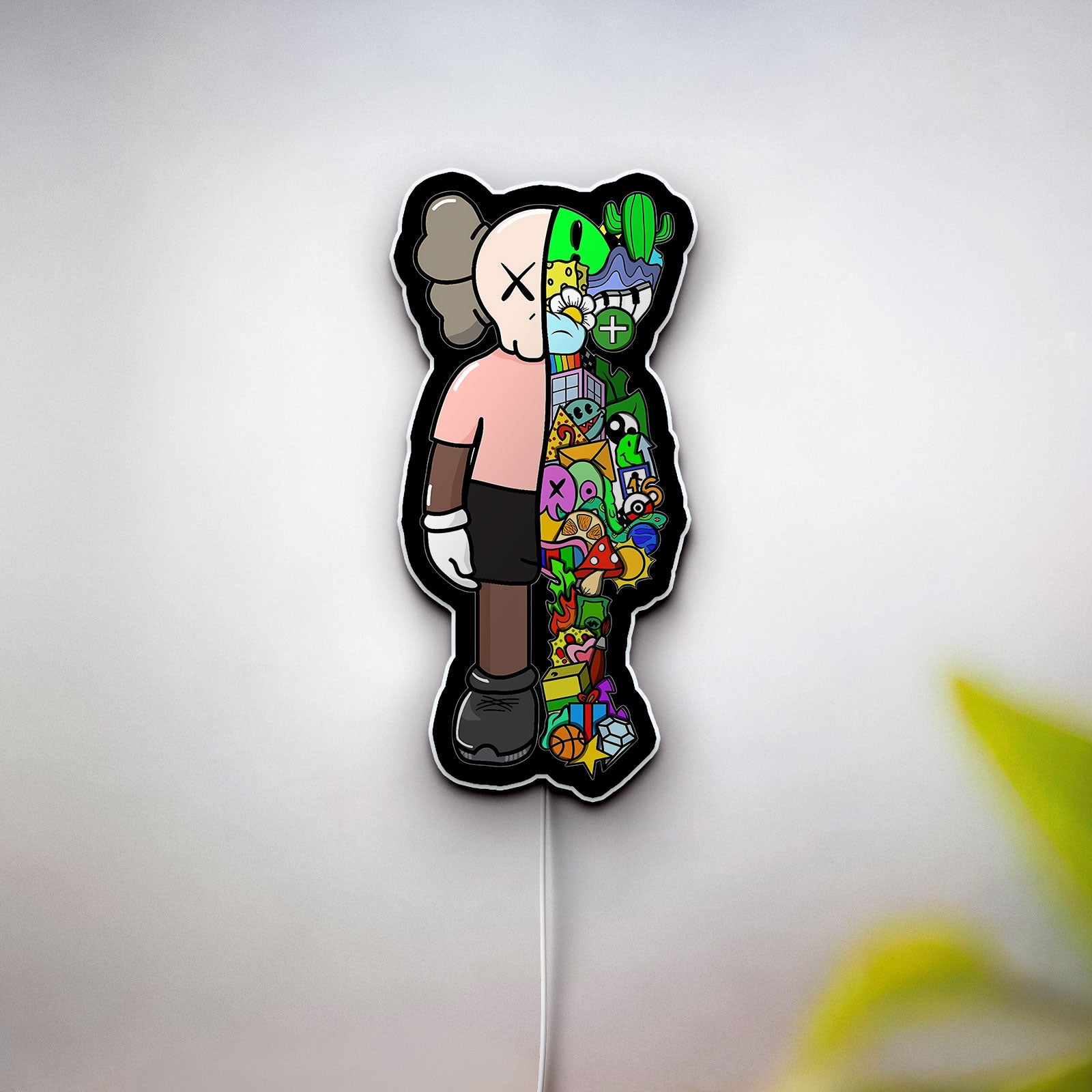 Hypebeast Kaws Glow Light - Urban Art LED Night Lamp, Street Culture Decor, Collector's Glow Sign for Modern Interiors