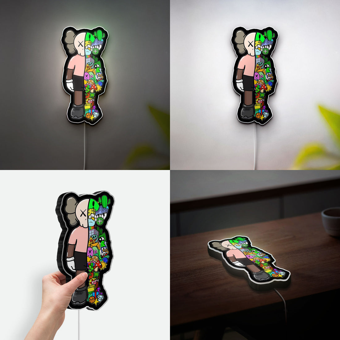 Hypebeast Kaws Glow Light - Urban Art LED Night Lamp, Street Culture Decor, Collector's Glow Sign for Modern Interiors