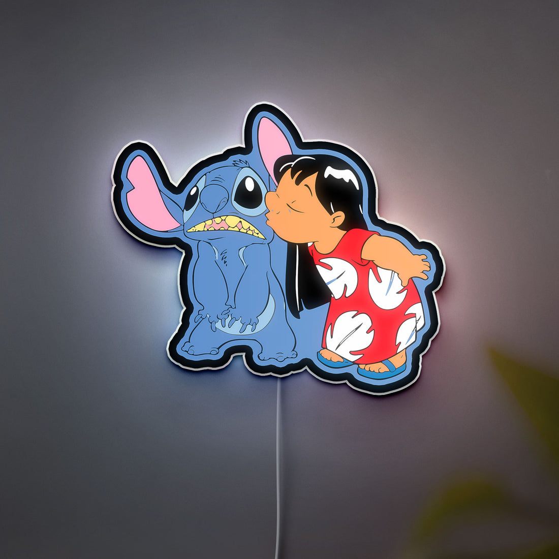 Stitch Glow Lamp - Disney Lilo & Stitch Night Light, Ohana Themed Nursery Decor, Cute Alien Character LED Sign for Kids Bedroom