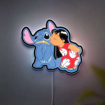 Stitch Glow Lamp - Disney Lilo & Stitch Night Light, Ohana Themed Nursery Decor, Cute Alien Character LED Sign for Kids Bedroom
