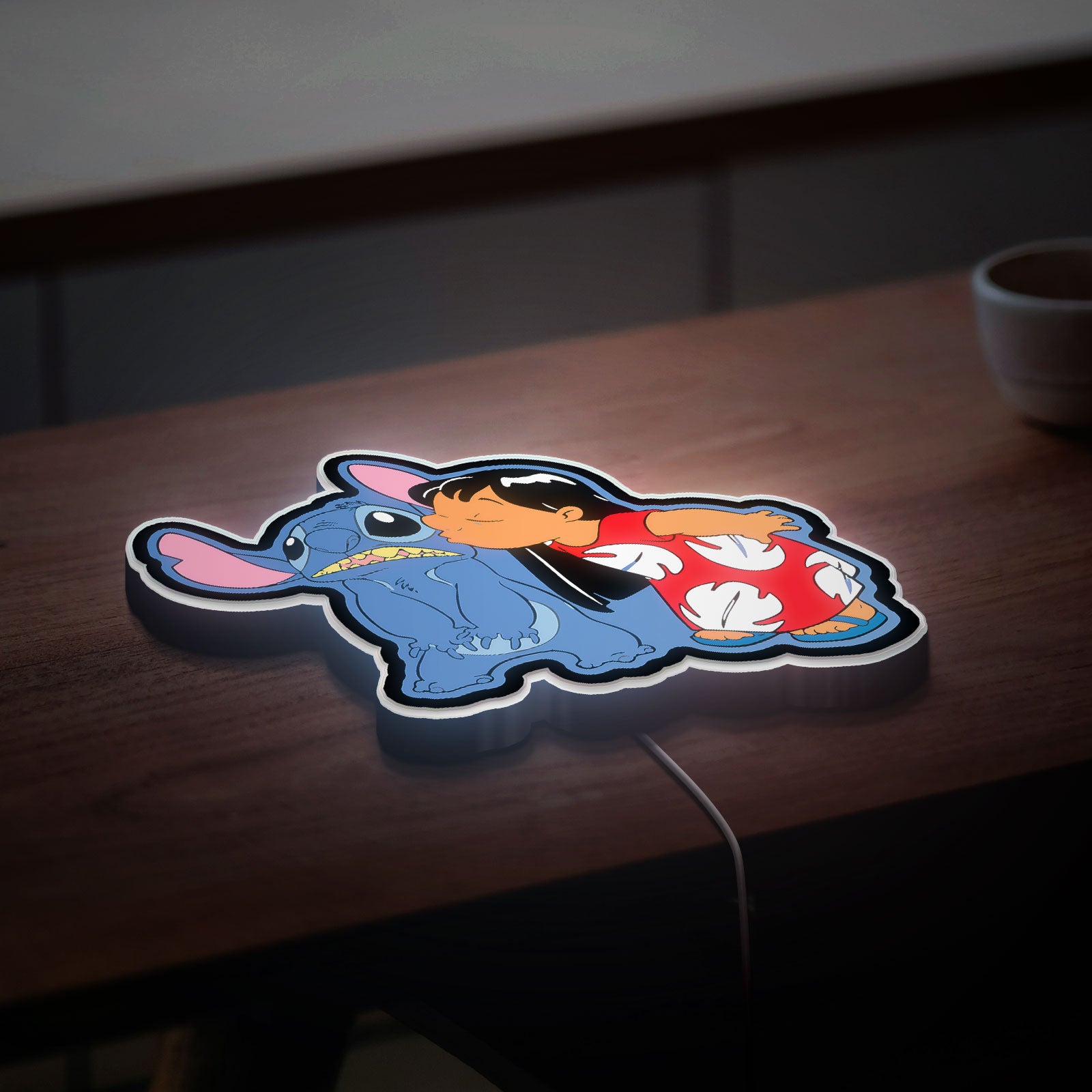 Stitch Glow Lamp - Disney Lilo & Stitch Night Light, Ohana Themed Nursery Decor, Cute Alien Character LED Sign for Kids Bedroom
