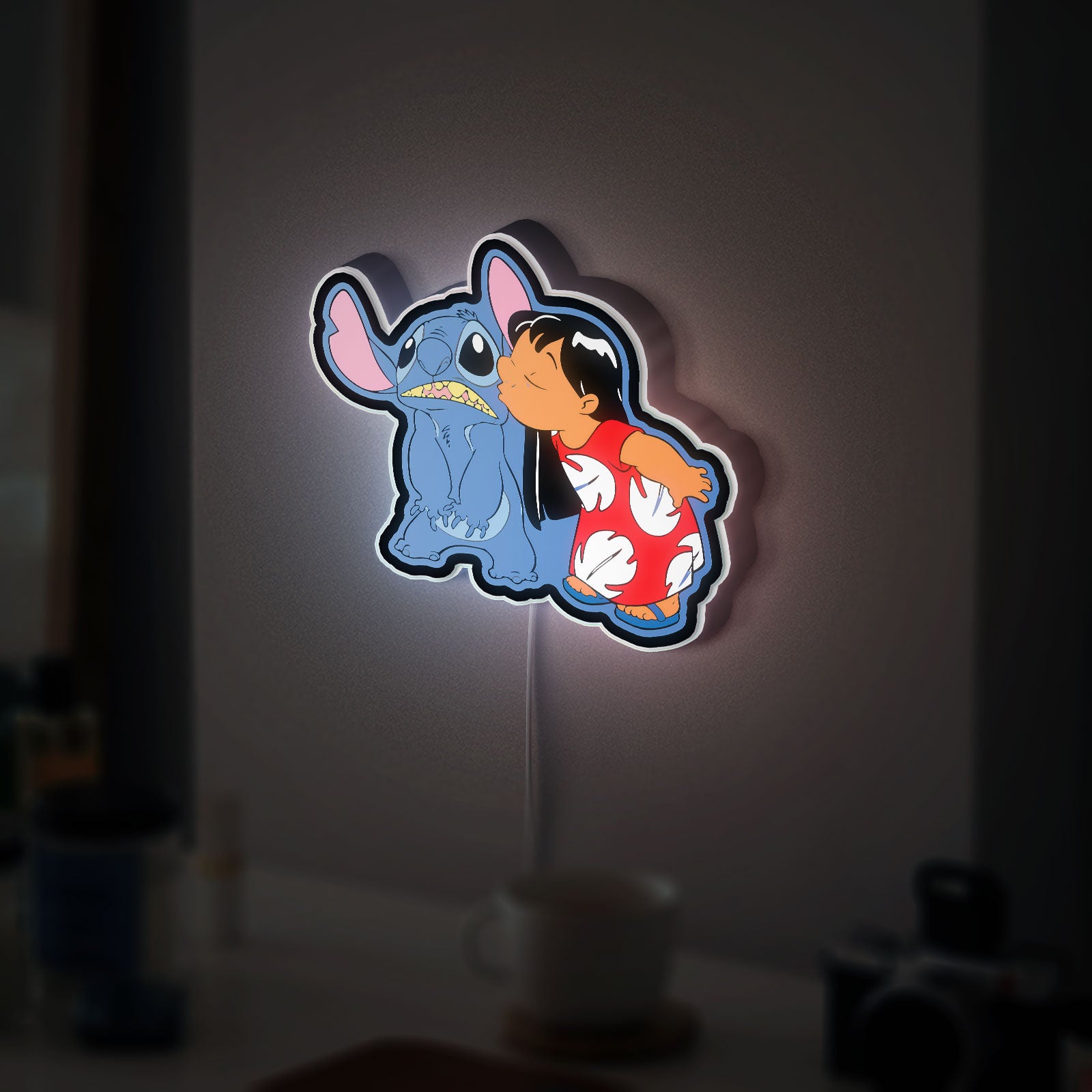 Stitch Glow Lamp - Disney Lilo & Stitch Night Light, Ohana Themed Nursery Decor, Cute Alien Character LED Sign for Kids Bedroom