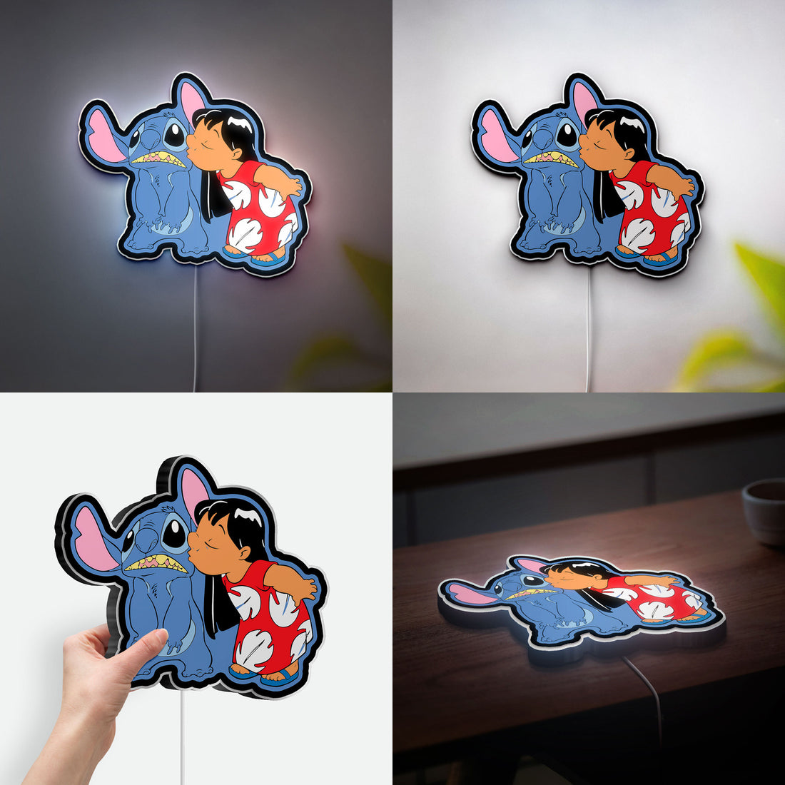 Stitch Glow Lamp - Disney Lilo & Stitch Night Light, Ohana Themed Nursery Decor, Cute Alien Character LED Sign for Kids Bedroom