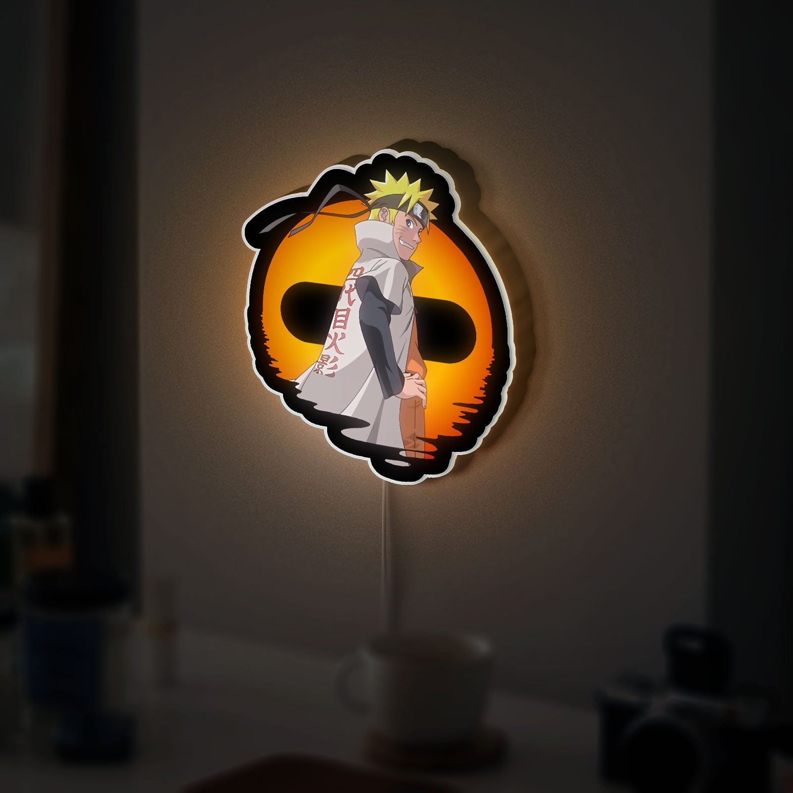 Naruto Uzumaki Glow Lamp - Anime LED Night Light, Hokage Inspired Room Decor, Ninja Character Sign for Anime Fans