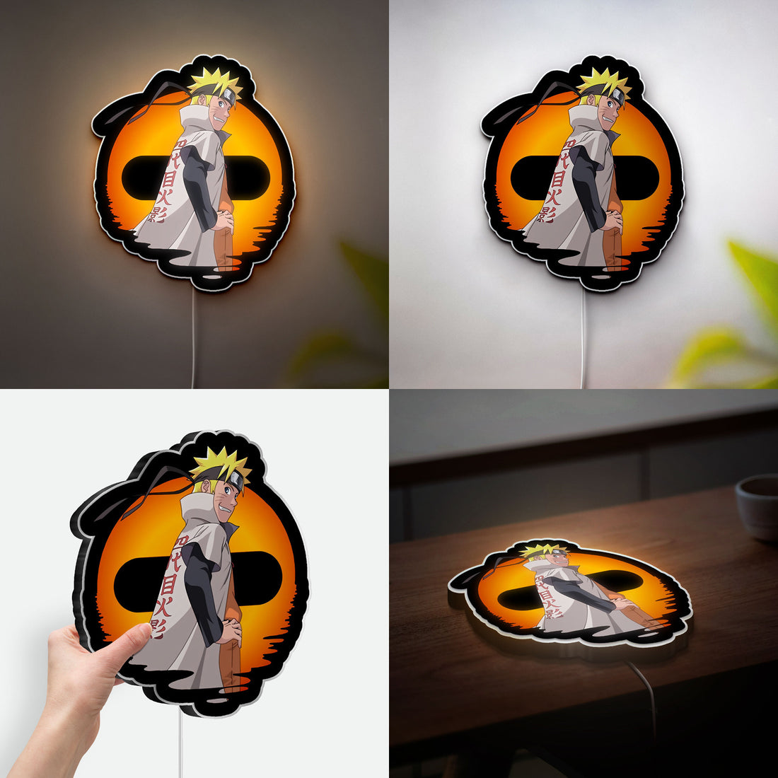 Naruto Uzumaki Glow Lamp - Anime LED Night Light, Hokage Inspired Room Decor, Ninja Character Sign for Anime Fans