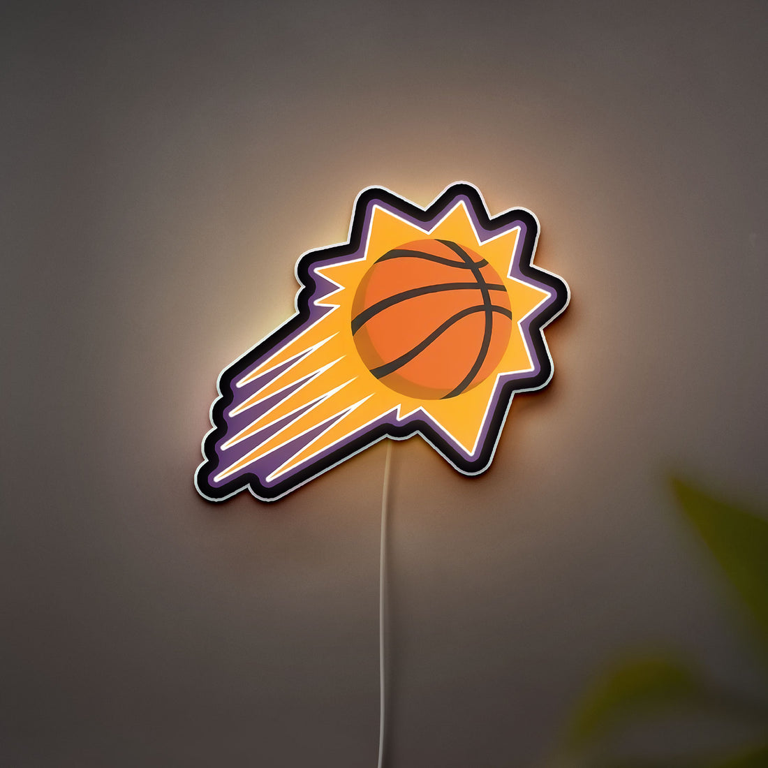 Phoenix Suns Glow Lamp - NBA Basketball Night Light, Team Logo LED Decor for Fans, Orange Mascot Themed Room Sign