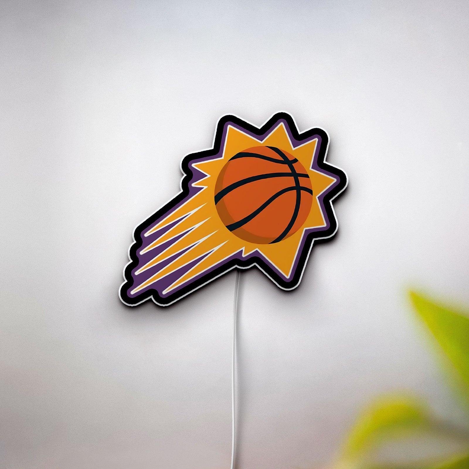 Phoenix Suns Glow Lamp - NBA Basketball Night Light, Team Logo LED Decor for Fans, Orange Mascot Themed Room Sign