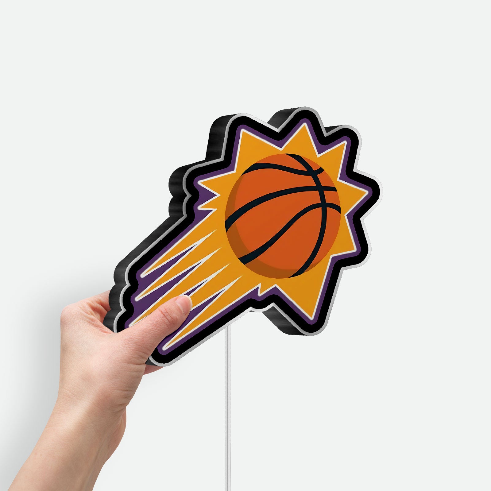 Phoenix Suns Glow Lamp - NBA Basketball Night Light, Team Logo LED Decor for Fans, Orange Mascot Themed Room Sign