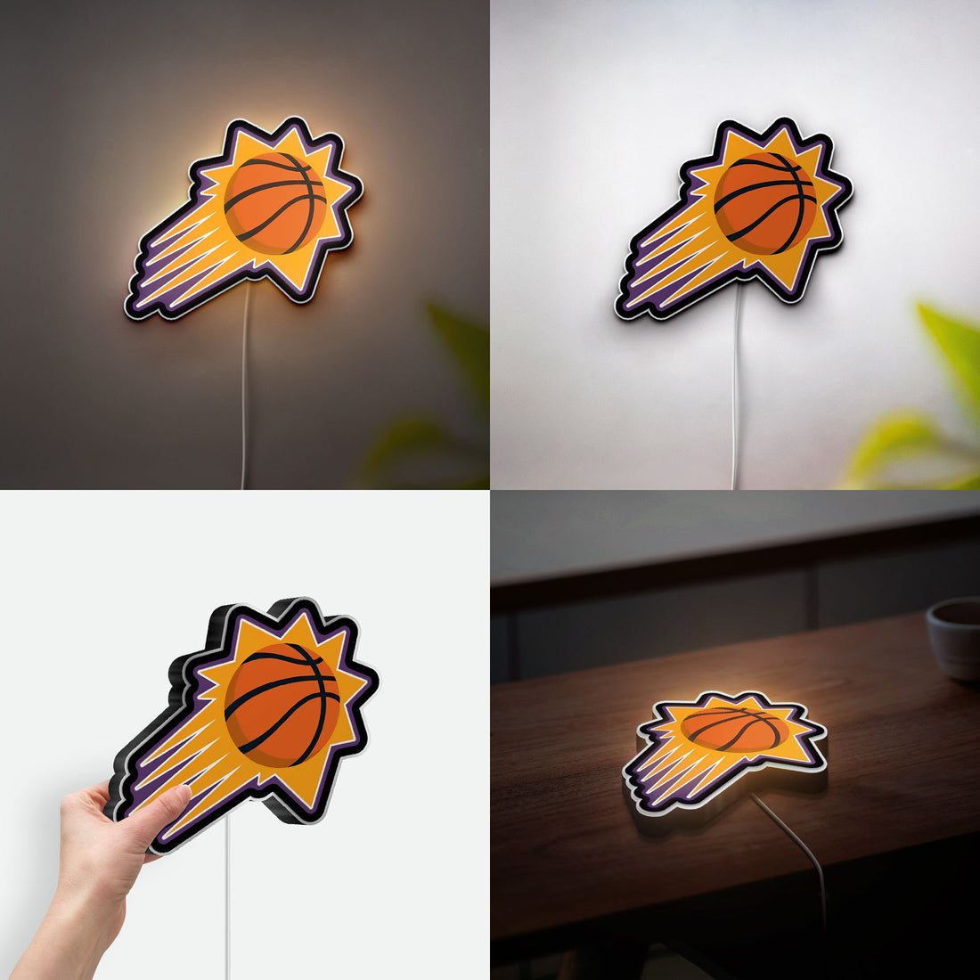 Phoenix Suns Glow Lamp - NBA Basketball Night Light, Team Logo LED Decor for Fans, Orange Mascot Themed Room Sign