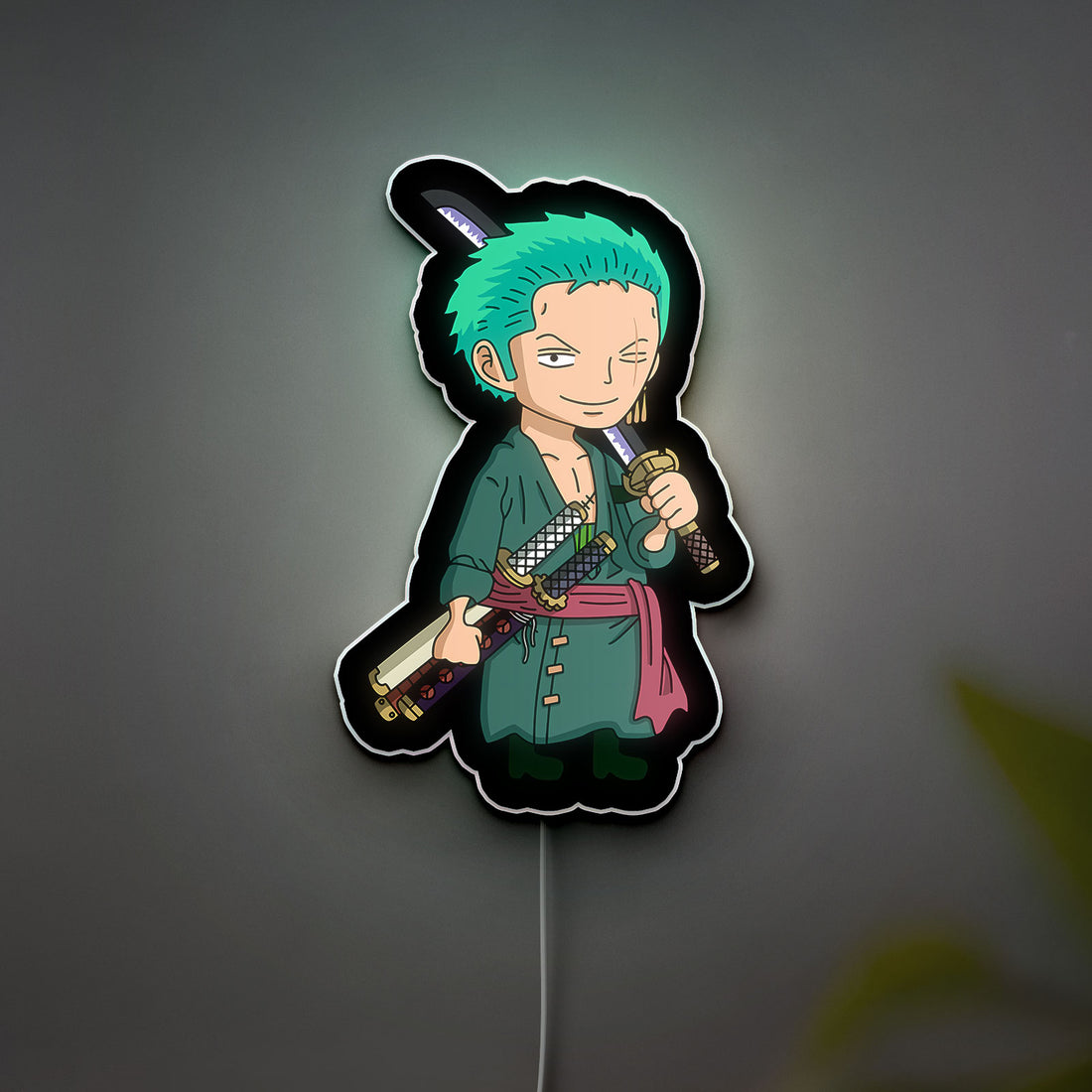 Roronoa Zoro Glow Lamp - One Piece Anime Night Light, Swordsman Character LED Decor, Green Hair Anime Gift for Fans