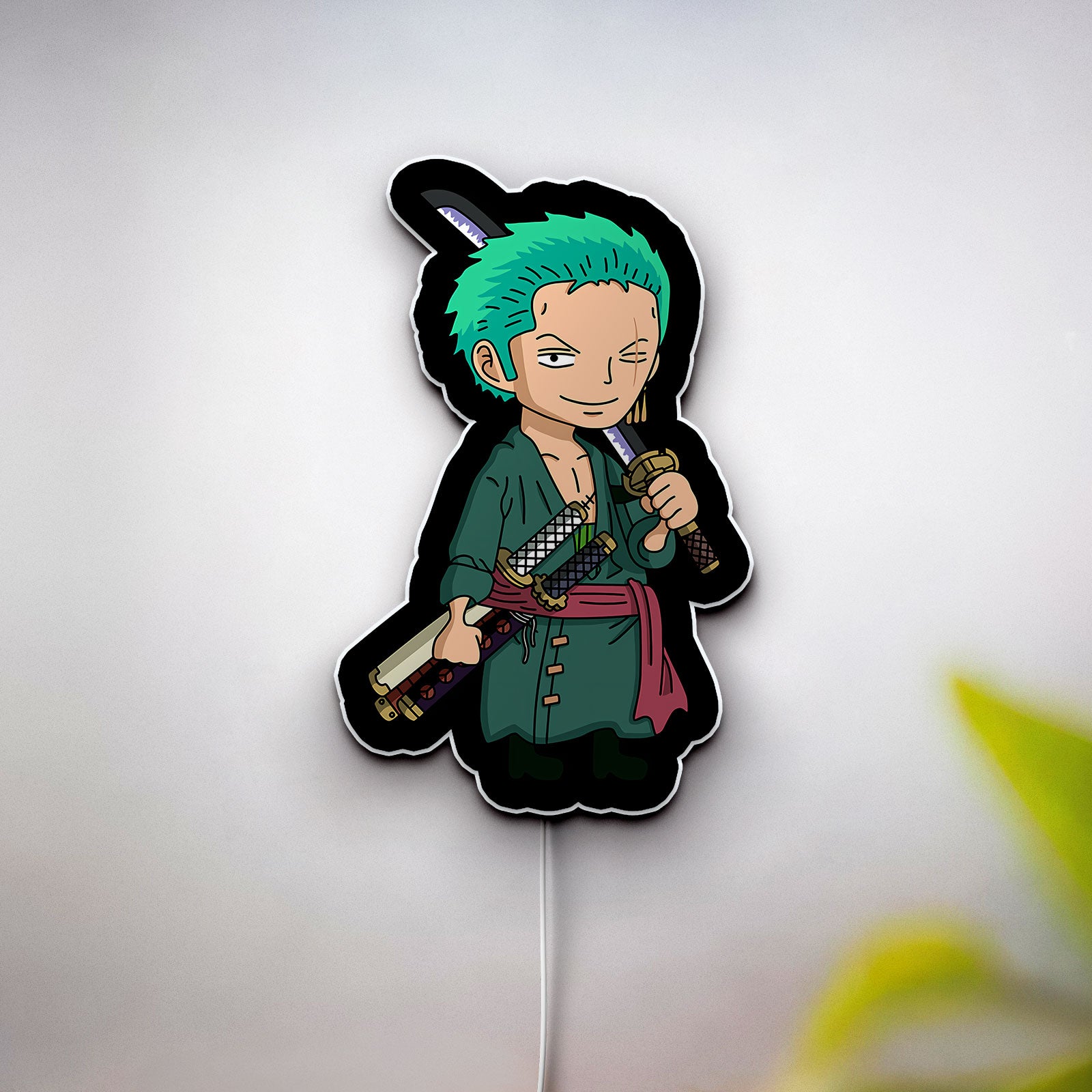 Roronoa Zoro Glow Lamp - One Piece Anime Night Light, Swordsman Character LED Decor, Green Hair Anime Gift for Fans
