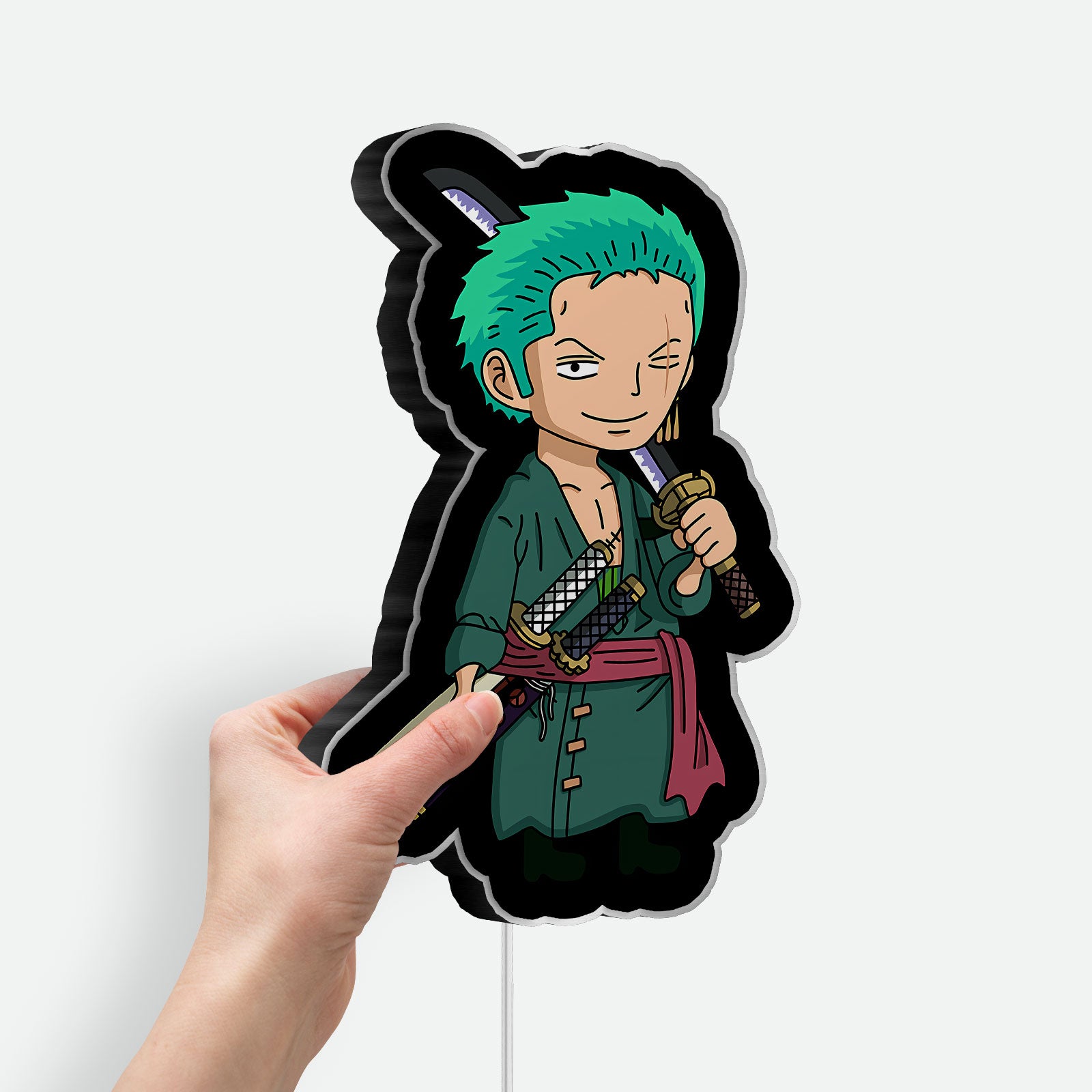 Roronoa Zoro Glow Lamp - One Piece Anime Night Light, Swordsman Character LED Decor, Green Hair Anime Gift for Fans