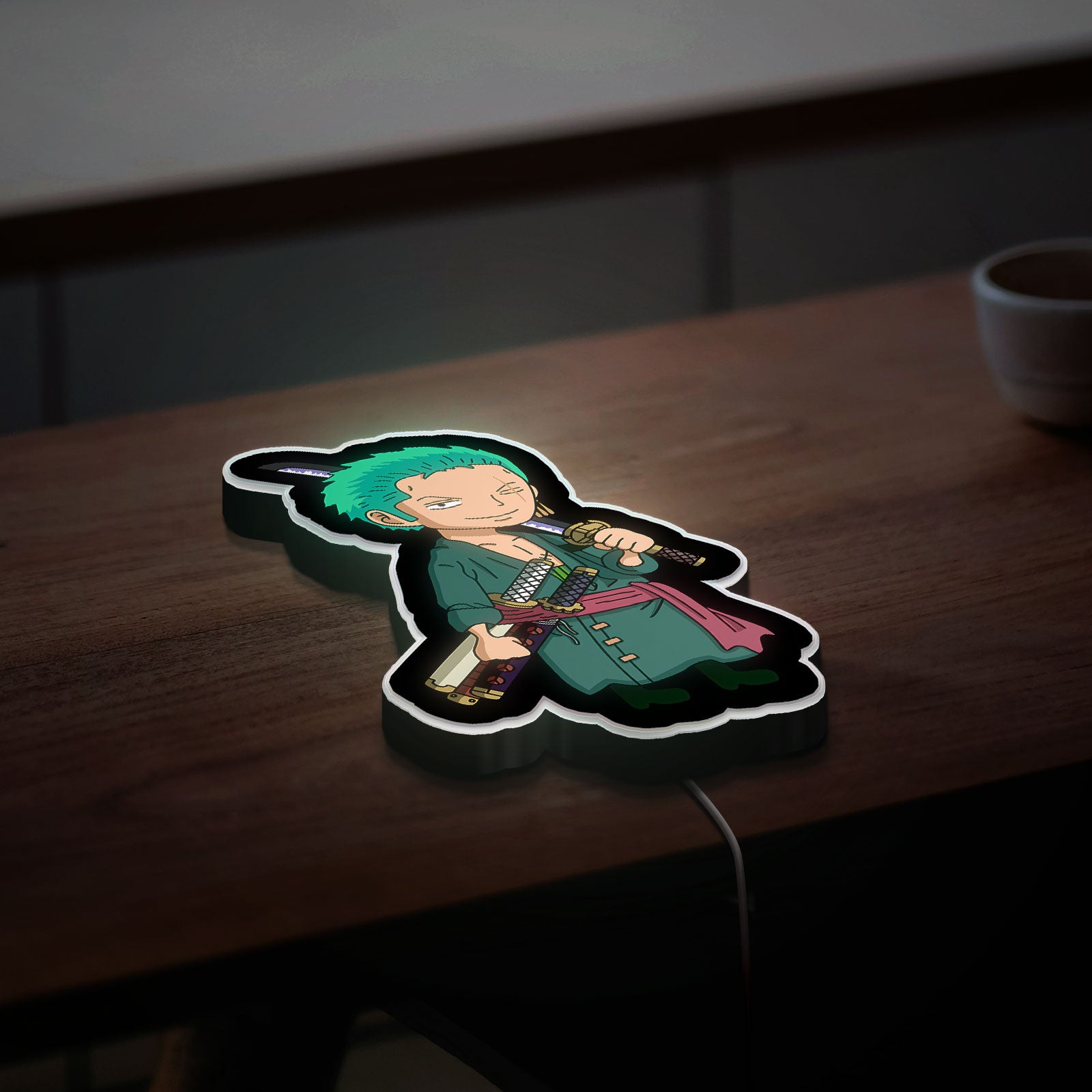 Roronoa Zoro Glow Lamp - One Piece Anime Night Light, Swordsman Character LED Decor, Green Hair Anime Gift for Fans