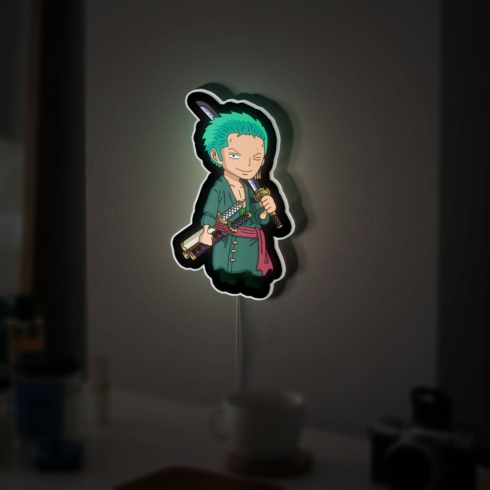 Roronoa Zoro Glow Lamp - One Piece Anime Night Light, Swordsman Character LED Decor, Green Hair Anime Gift for Fans