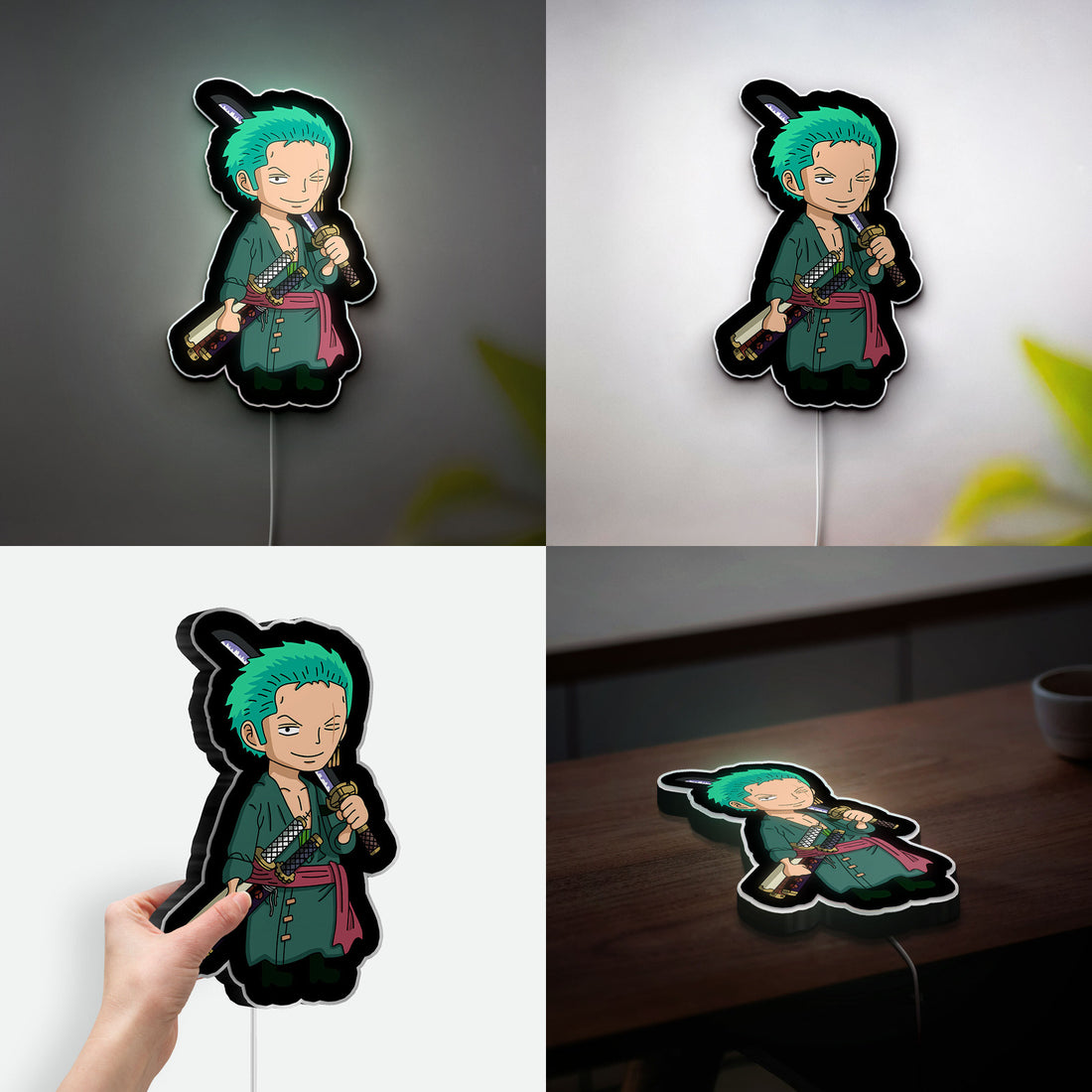 Roronoa Zoro Glow Lamp - One Piece Anime Night Light, Swordsman Character LED Decor, Green Hair Anime Gift for Fans
