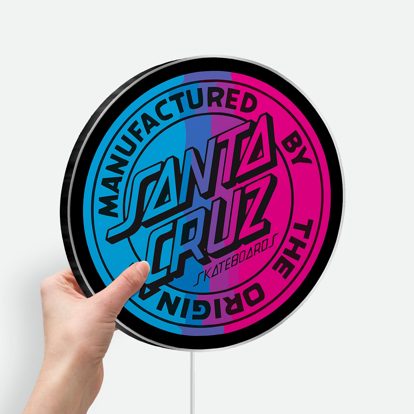 Santa Cruz Dot Glow Light - Retro Skateboard Night Lamp, 80s Inspired Wall Decor, Skater Room Sign with Blue Purple Glow