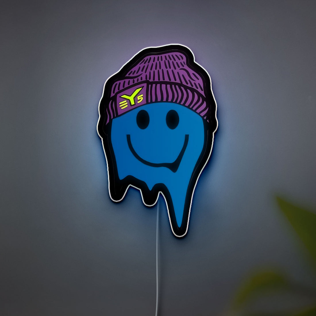 Melting Smiley Face Glow Light - Psychedelic Night Lamp, Trippy Room Decor, 90s Retro LED Sign for Rave & Bedroom