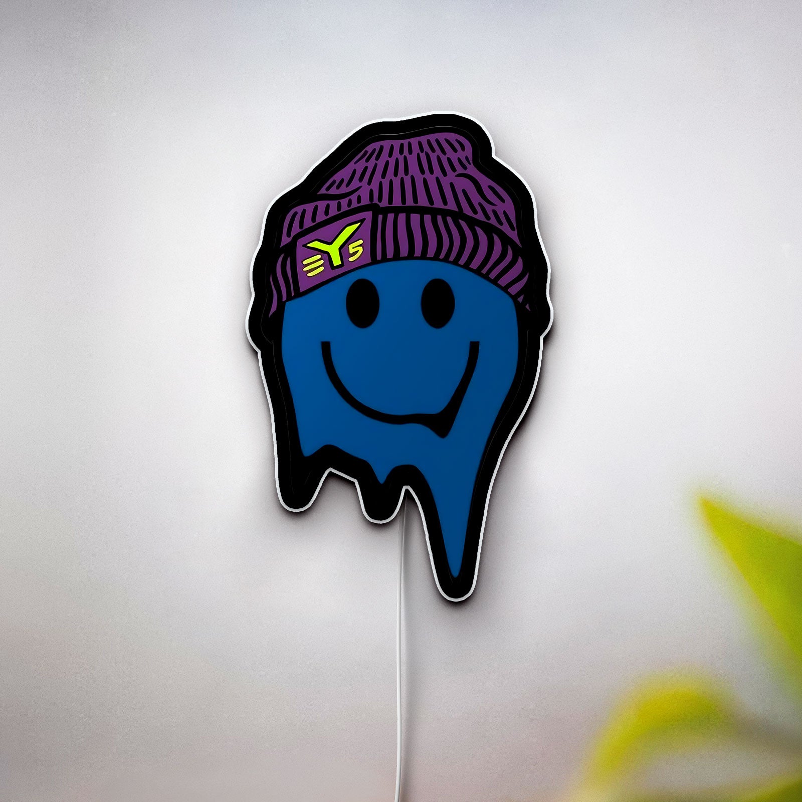 Melting Smiley Face Glow Light - Psychedelic Night Lamp, Trippy Room Decor, 90s Retro LED Sign for Rave & Bedroom