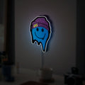 Melting Smiley Face Glow Light - Psychedelic Night Lamp, Trippy Room Decor, 90s Retro LED Sign for Rave & Bedroom