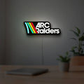 ARC Raiders Sci-Fi Looter Shooter LED lightbox hanging on a room wall with soft white light