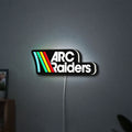 ARC Raiders Sci-Fi Looter Shooter LED lightbox hanging on a wall with white glow