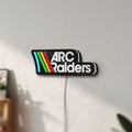Unlit ARC Raiders Sci-Fi Looter Shooter LED lightbox mounted on a wall in daylight