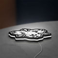 Kingdom Hearts Keyblade Sora Crown LED lightbox lying flat on a desk with white glow