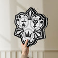 Unlit Kingdom Hearts Keyblade Sora Crown LED lightbox held by hand to show size and details