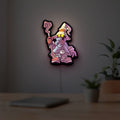 Final Fantasy Black Mage Retro RPG LED lightbox hanging on a room wall with soft purple light