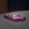 Final Fantasy Black Mage Retro RPG LED lightbox lying flat on a desk with purple glow