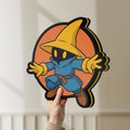 Unlit Final Fantasy Black Mage Retro RPG LED lightbox held by hand to show size and details