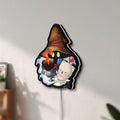 Unlit Final Fantasy IX Vivi Ornitier LED lightbox mounted on a wall in daylight