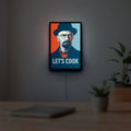 Breaking Bad Heisenberg Walter White LED lightbox hanging on a room wall with soft red light