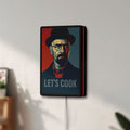 Unlit Breaking Bad Heisenberg Walter White LED lightbox mounted on a wall in daylight