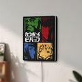 Unlit Cowboy Bebop Spike Spiegel Anime LED lightbox mounted on a wall in daylight
