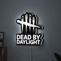 Dead by Daylight DbD Horror LED lightbox hanging on a wall with white glow