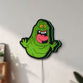 Unlit Ghostbusters Slimer 80s Movie LED lightbox mounted on a wall in daylight