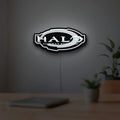 Halo Master Chief Xbox FPS Gamer LED lightbox hanging on a room wall with soft white light