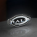 Halo Master Chief Xbox FPS Gamer LED lightbox standing on a desk from an angled side view with white glow