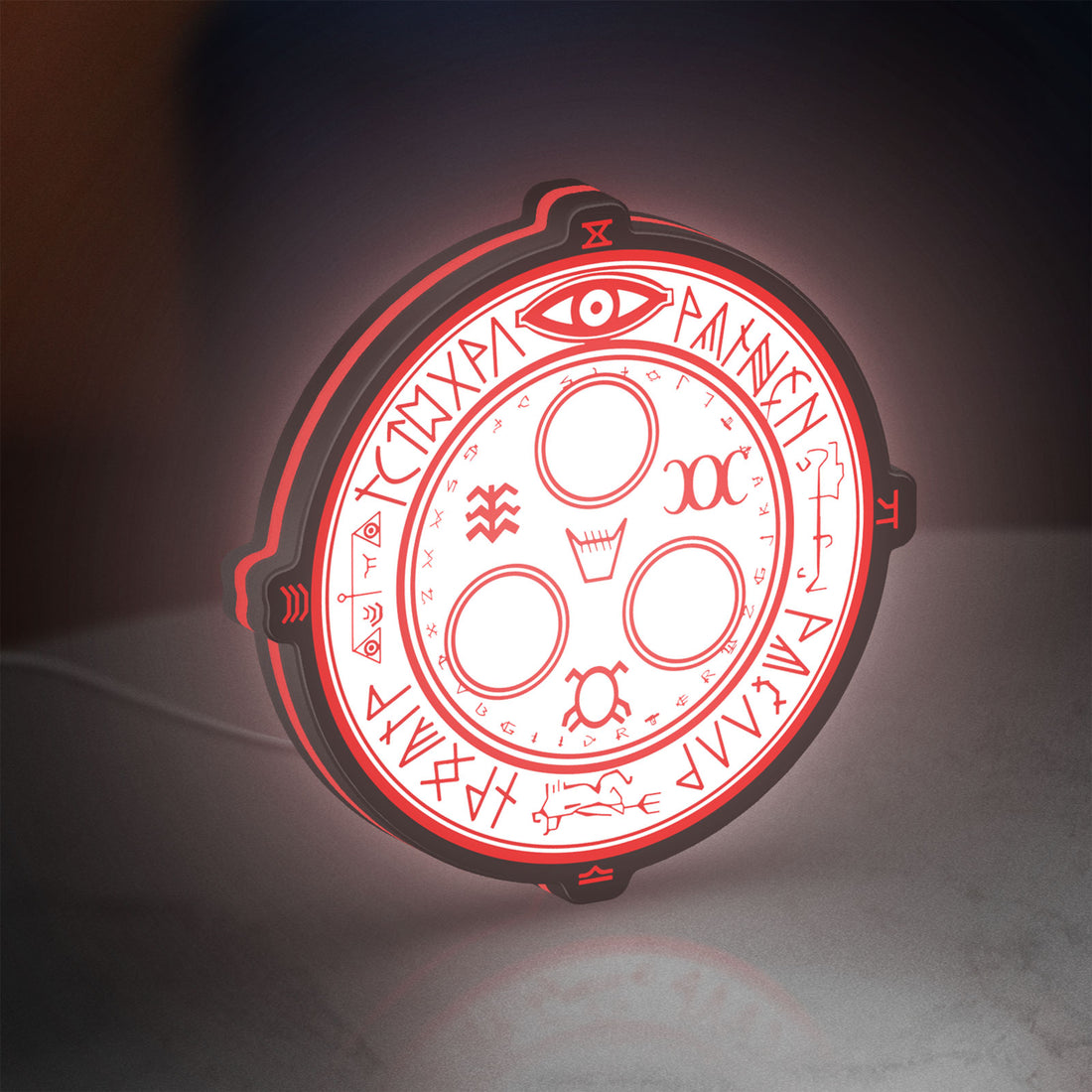 Silent Hill Halo of the Sun Horror LED lightbox hanging on a wall with white and red glow
